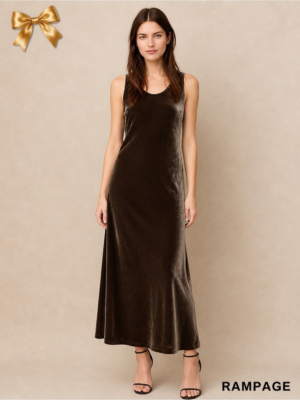 Vintage Rampage Velvet Dress Polyester Blend Sleeveless Unlined Empire Maroon L